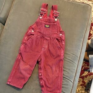 OshKosh B'gosh Red and Black Striped Overalls